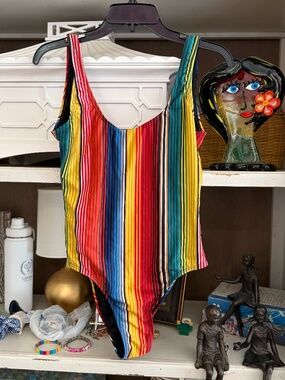 Onia Medium M Kelly one piece swimsuit rainbow stripe
